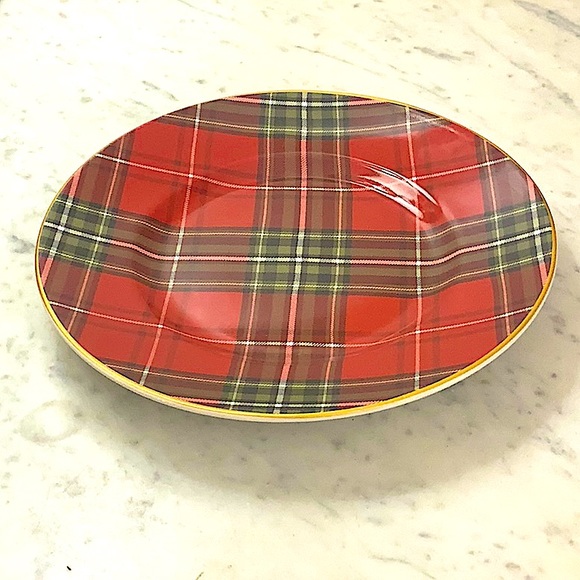 222 FIFTH WEXFORD RED SALAD PLATE 8 5/8TH INCH RED GREEN PLAID GOLD NEW - Picture 3 of 6